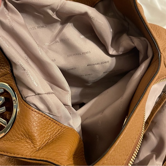 MICHAEL KORS Fulton Brown Leather Chain Large Three Compartments Shoulder Bag - Picture 12 of 15